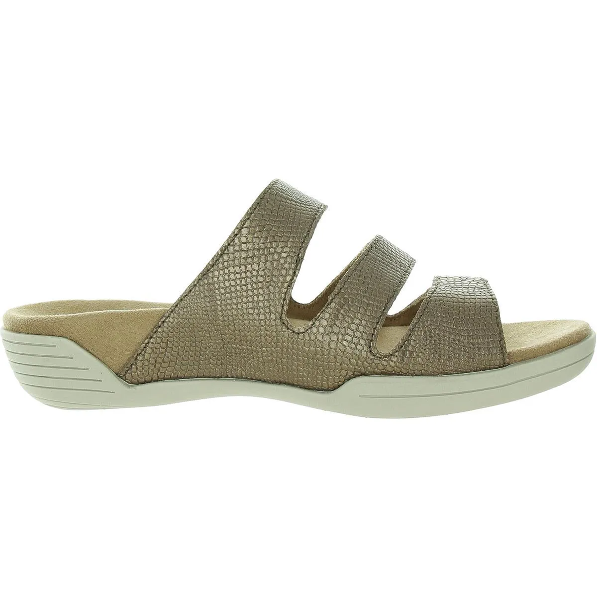 Delight Womens Leather Open Toe Slide Sandals
