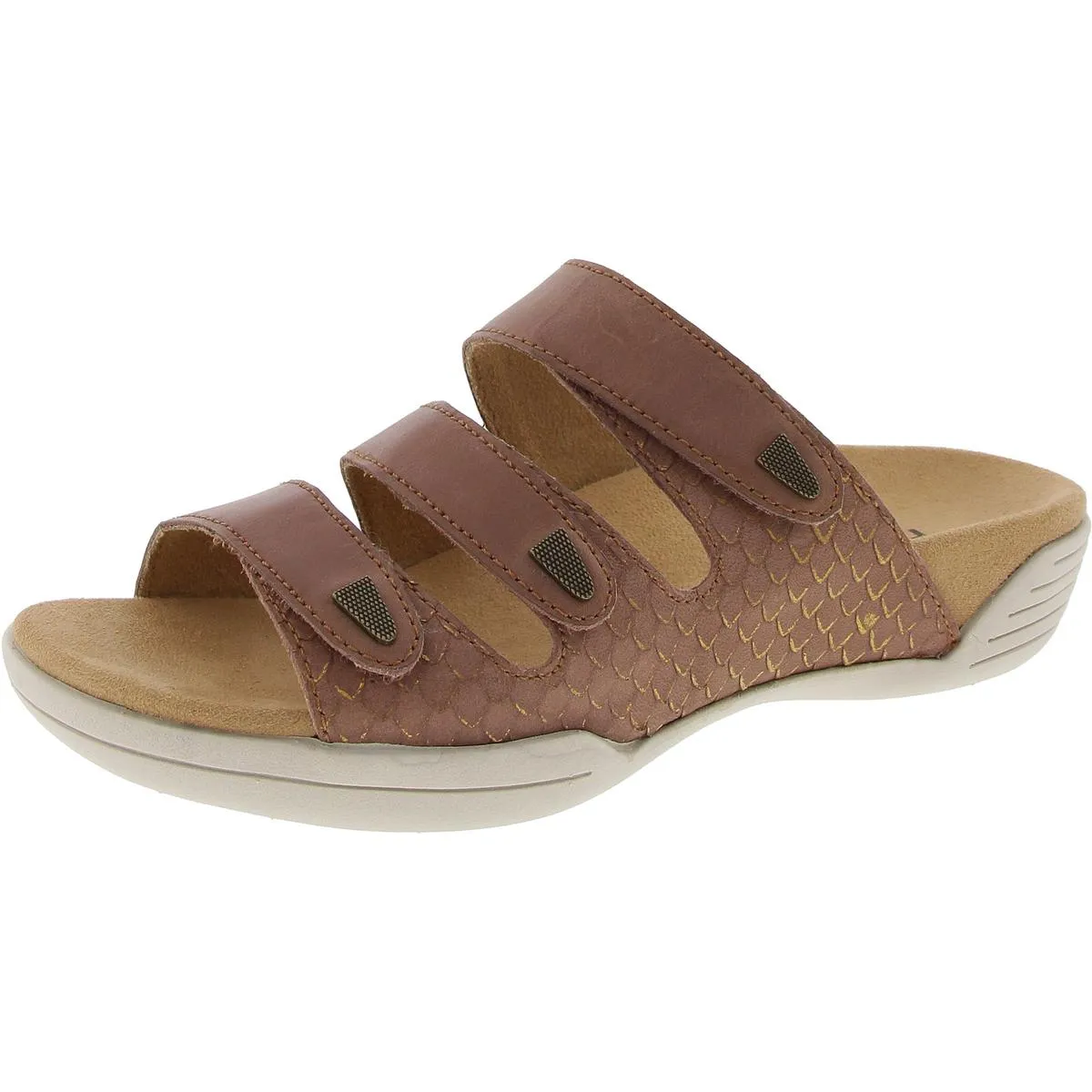 Delight Womens Leather Open Toe Slide Sandals