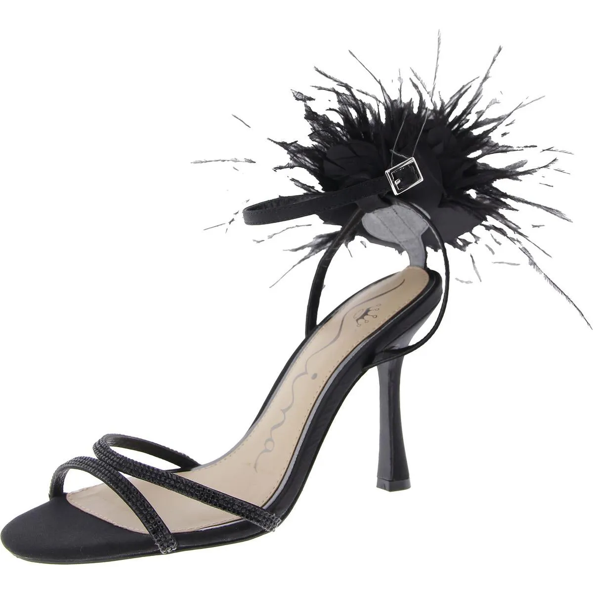 Demi Womens Satin Rhinestone Ankle Strap