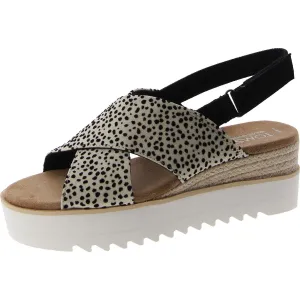 Diana Crossover Womens Canvas Cheetah Print Wedge Sandals
