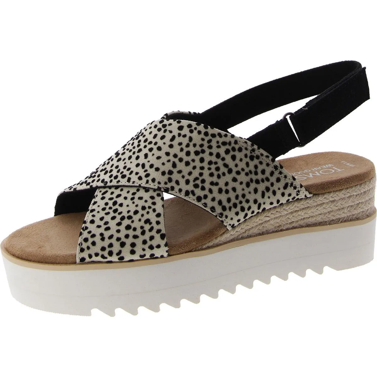 Diana Crossover Womens Canvas Cheetah Print Wedge Sandals