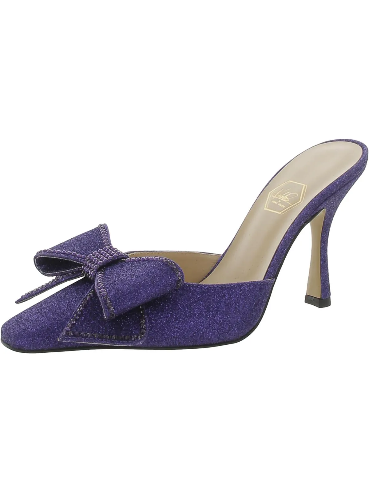 Dimante Womens Satin Square Toe Mules