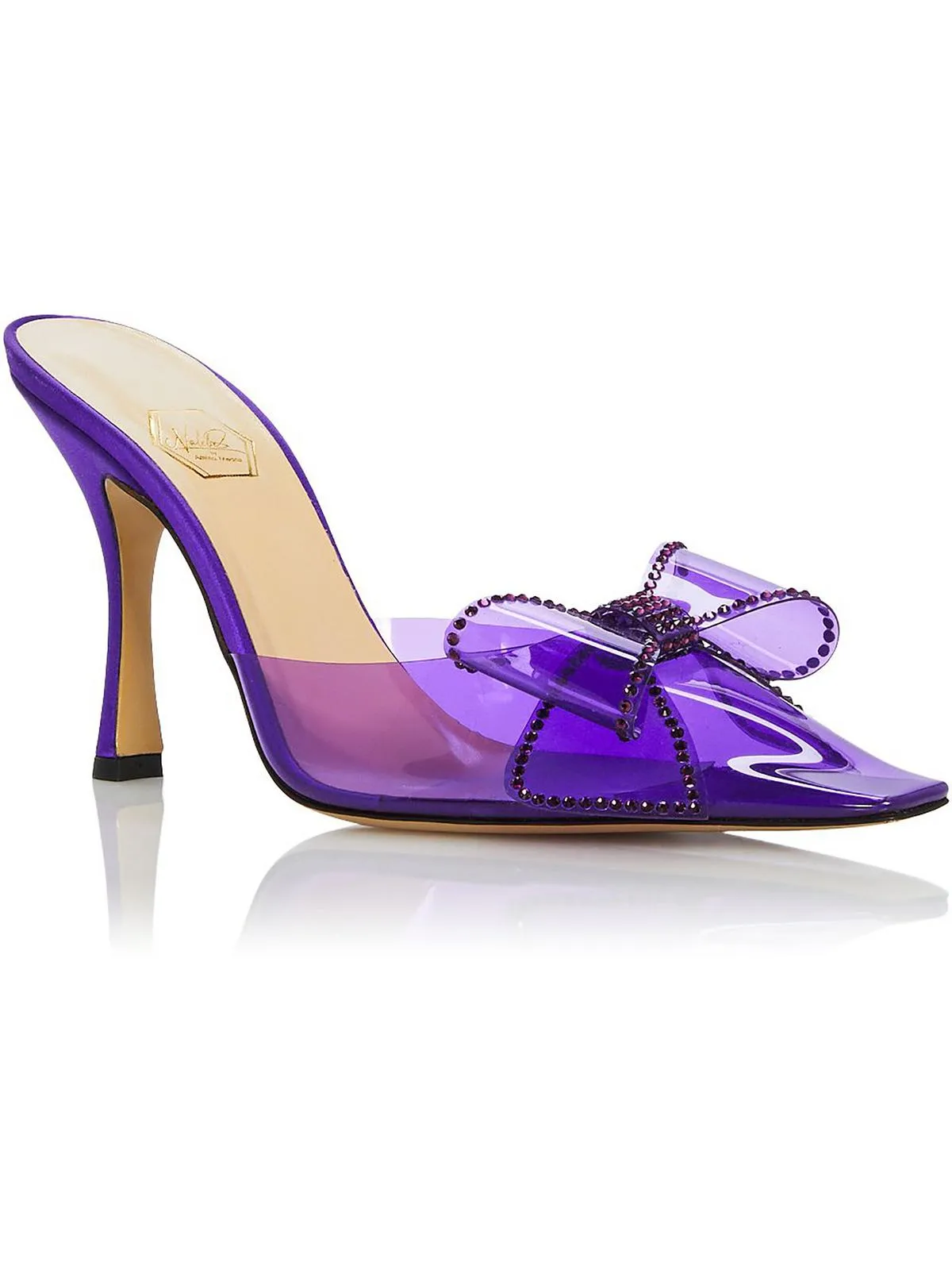 Dimante Womens Satin Square Toe Mules