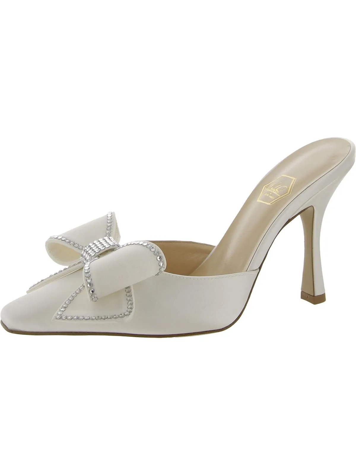 Dimante Womens Satin Square Toe Mules