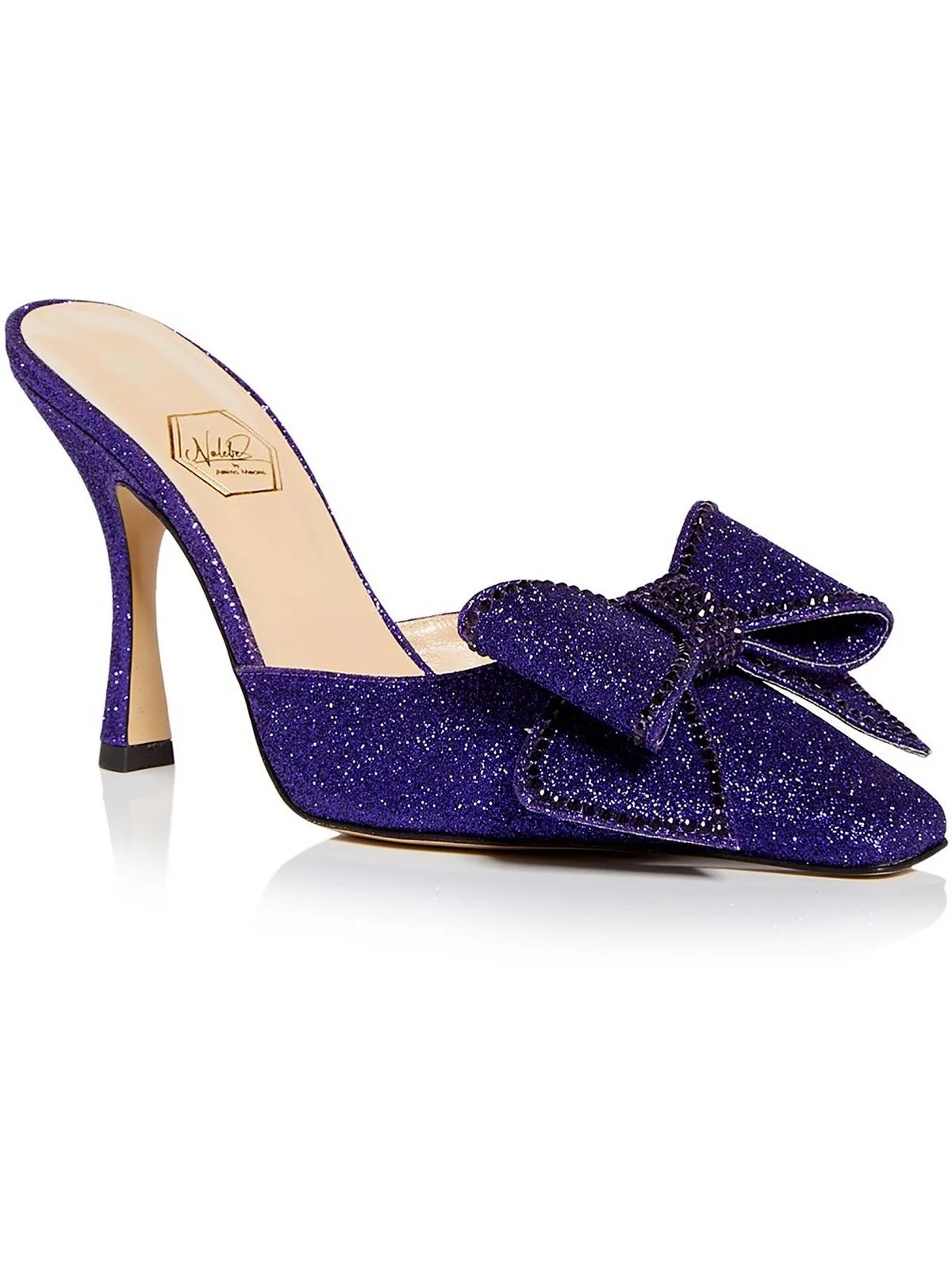 Dimante Womens Satin Square Toe Mules