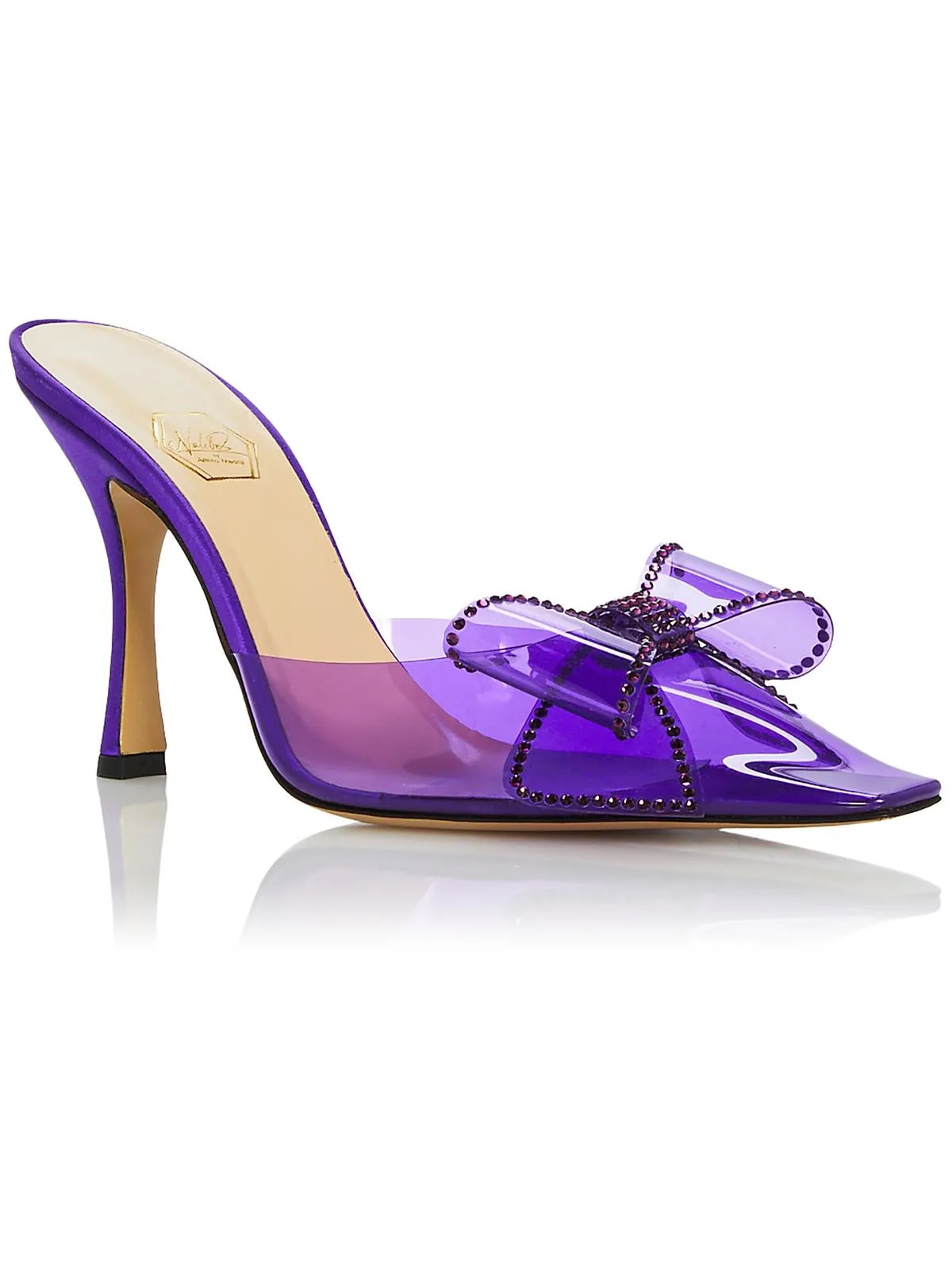 Dimante Womens Satin Square Toe Mules