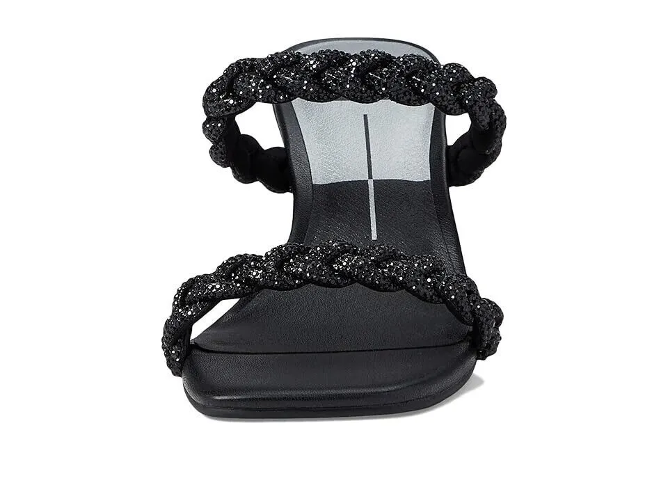 Dolce Vita Nariko Sandals Womens US 8 Black Braided Rhinestone Block Heel KHD289