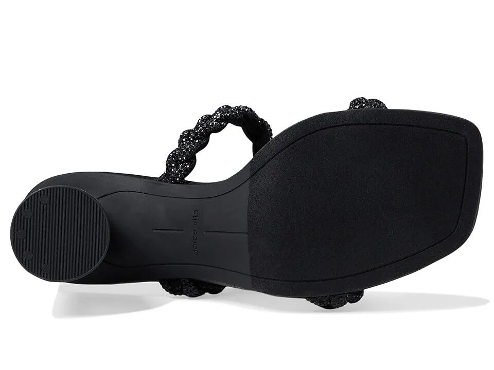 Dolce Vita Nariko Sandals Womens US 8 Black Braided Rhinestone Block Heel KHD289
