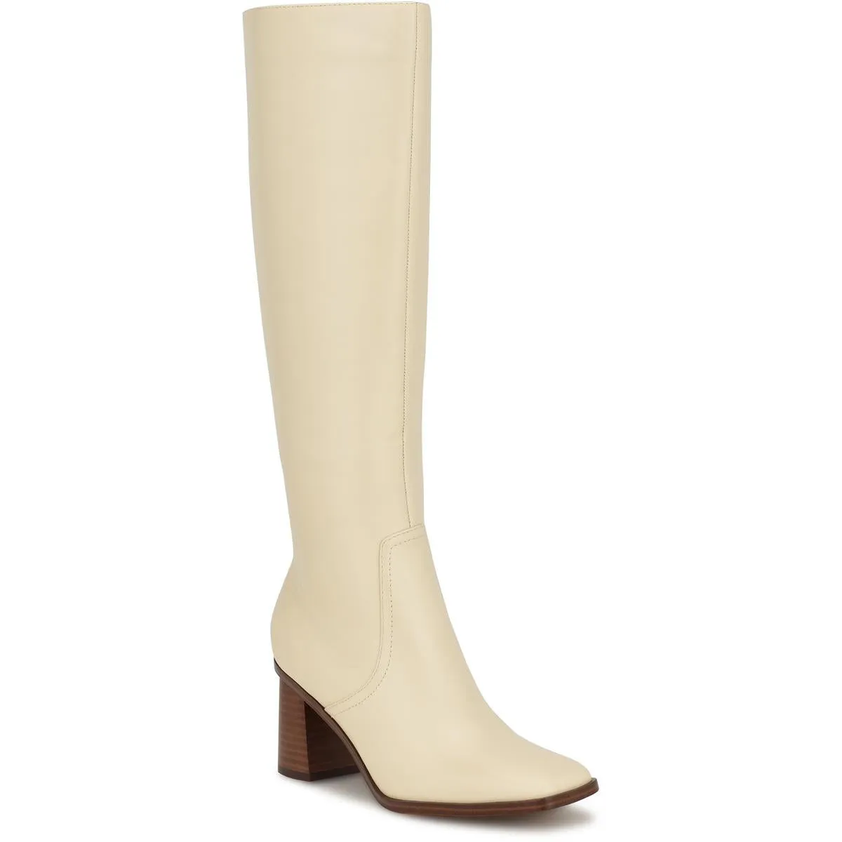 Dortha Womens Leather Block Heel Knee-High Boots