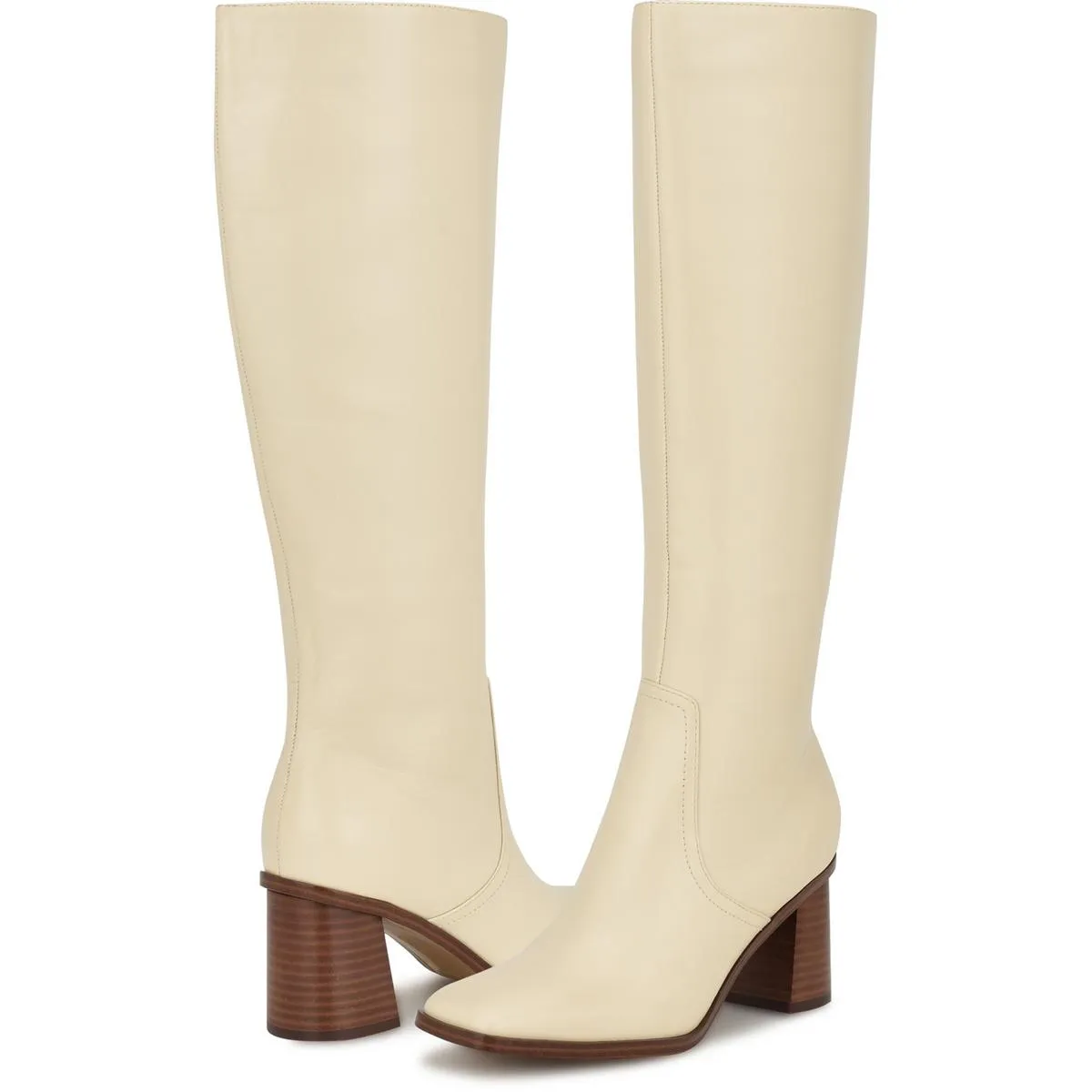 Dortha Womens Leather Block Heel Knee-High Boots
