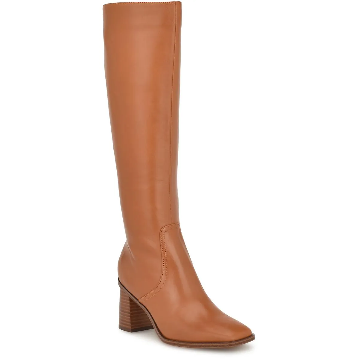 Dortha Womens Leather Block Heel Knee-High Boots