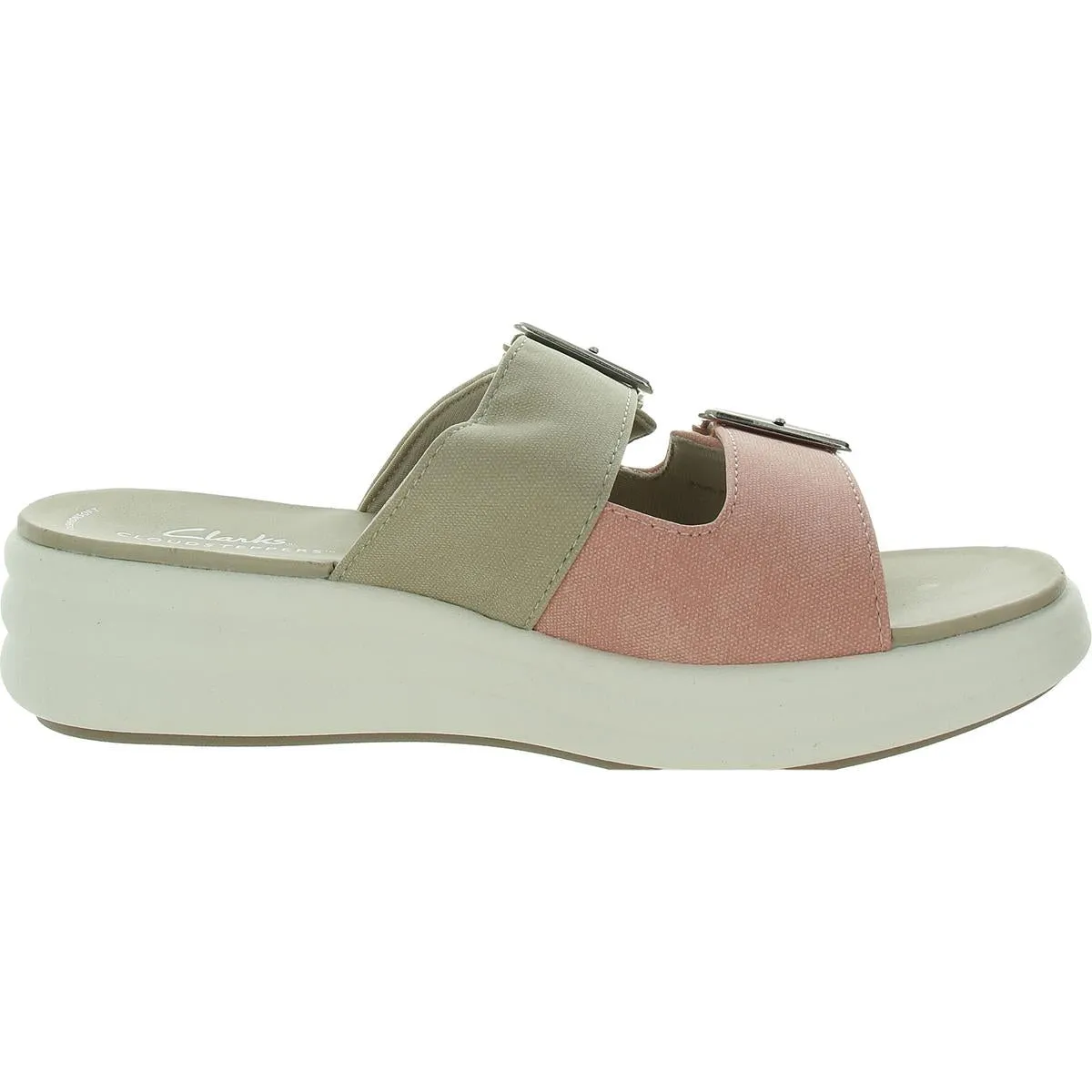 Drift Buckle Womens Cushioned Footbed Faux Leather Slide Sandals