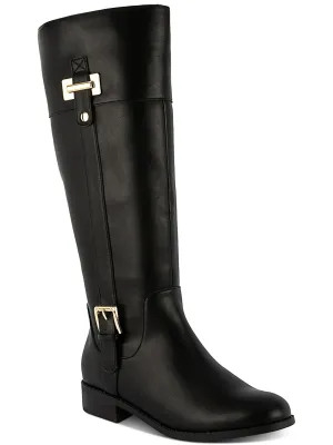 Edenn Womens Faux Leather Wide Calf Knee-High Boots
