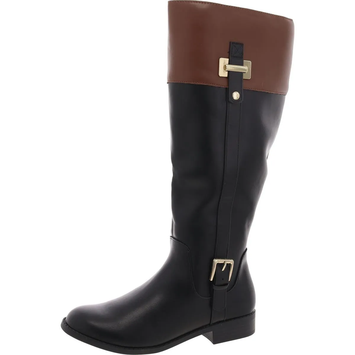 Edenn Womens Faux Leather Wide Calf Knee-High Boots