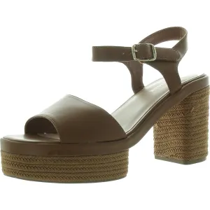 Edisonn Womens Buckle Faux Leather Platform Sandals