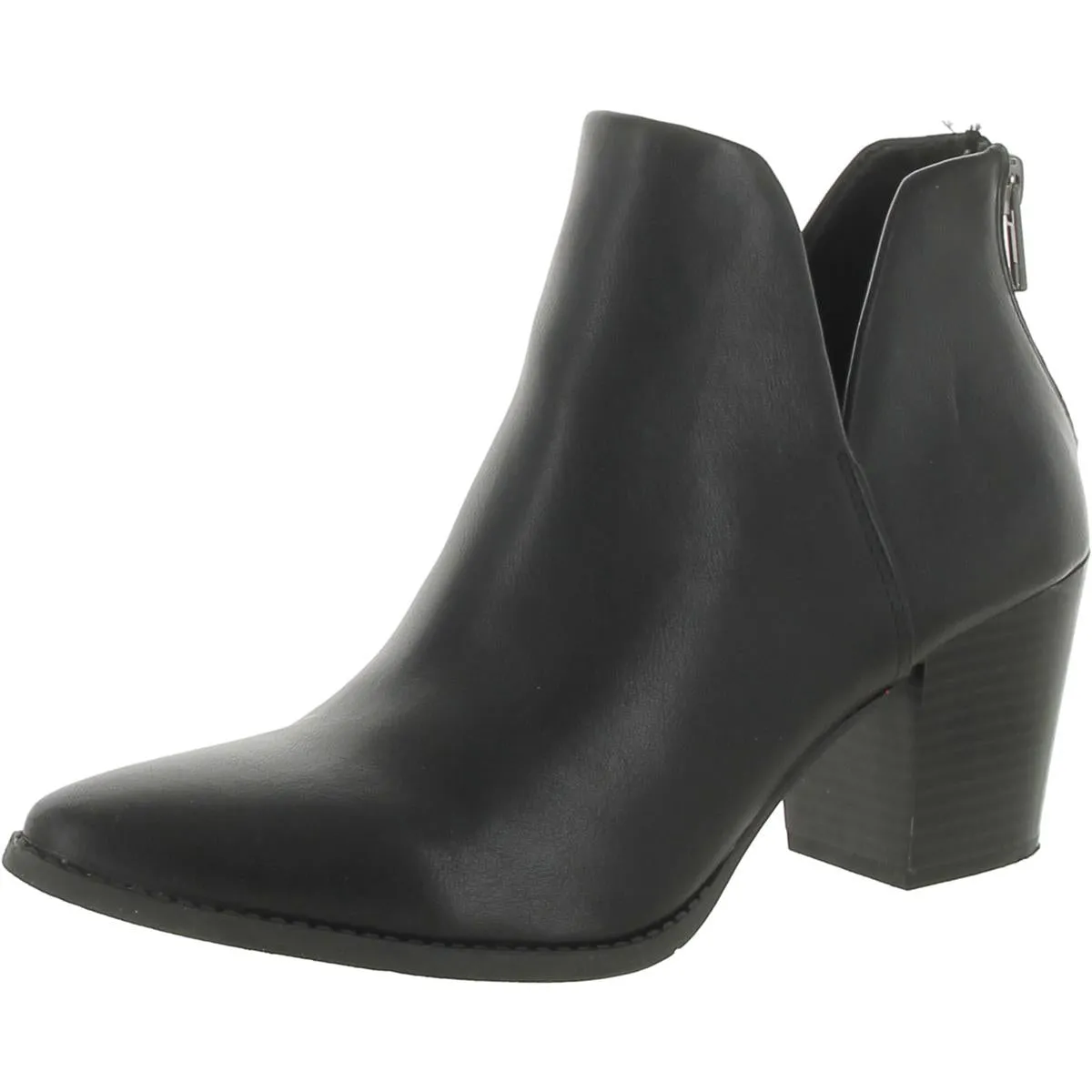 Elizaa Womens Faux Leather Block Heel Ankle Boots