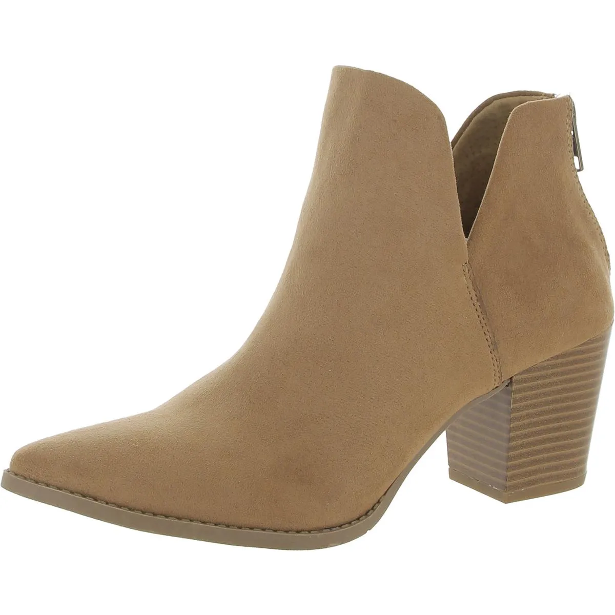Elizaa Womens Faux Leather Block Heel Ankle Boots