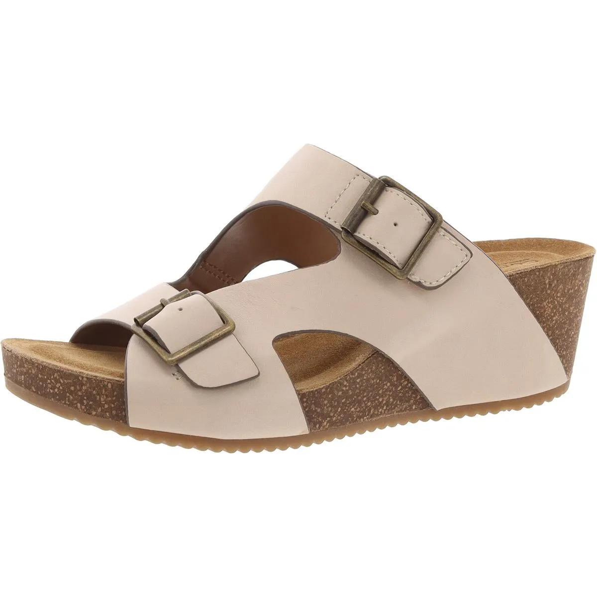 Emah Womens Memory Foam Leather Wedge Sandals