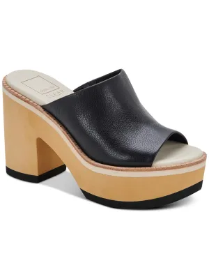 Emery Womens Leather Slide Platform Sandals