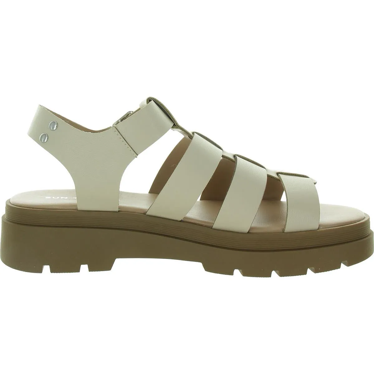 Emmettt Womens Faux Leather Flatform Gladiator Sandals