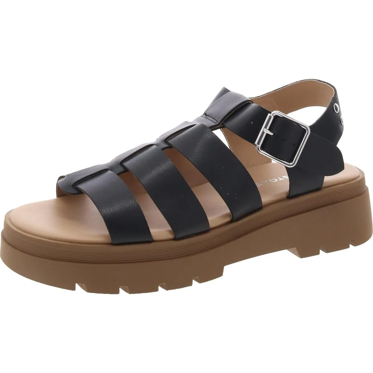 Emmettt Womens Faux Leather Flatform Gladiator Sandals
