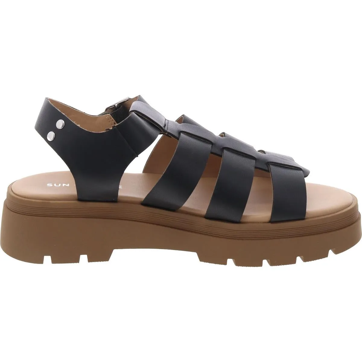 Emmettt Womens Faux Leather Flatform Gladiator Sandals