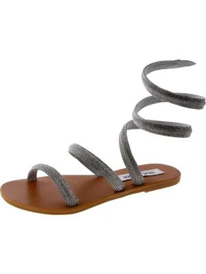 Evalina Womens Suede Rhinestone Slingback Sandals