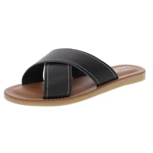 Evelina Womens Faux Leather Casual Flat Sandals
