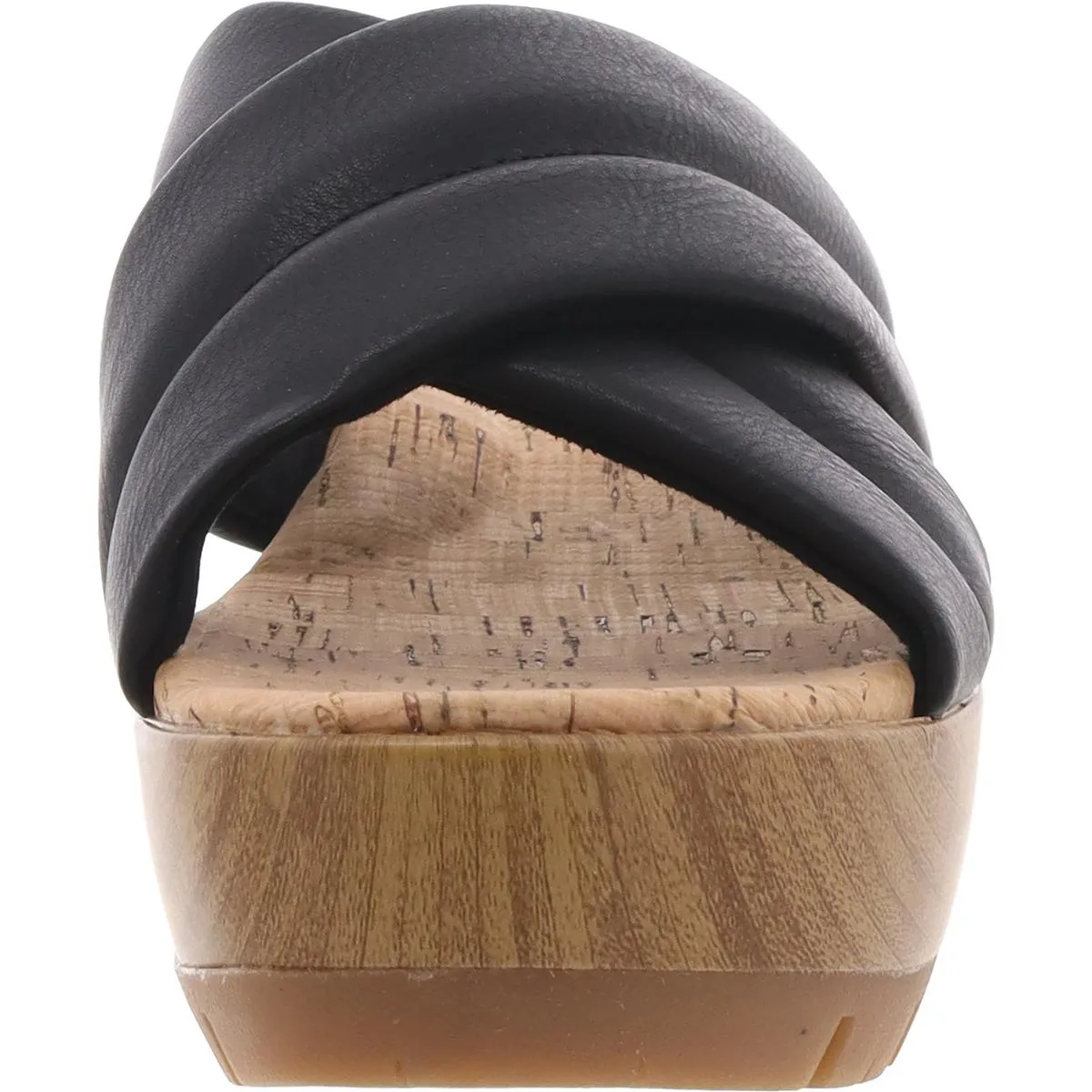 FAITHE Womens Criss-Cross Faux Leather Wedge Sandals