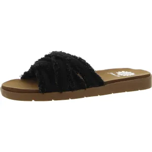 Falses Womens Slip On Flat Slide Sandals