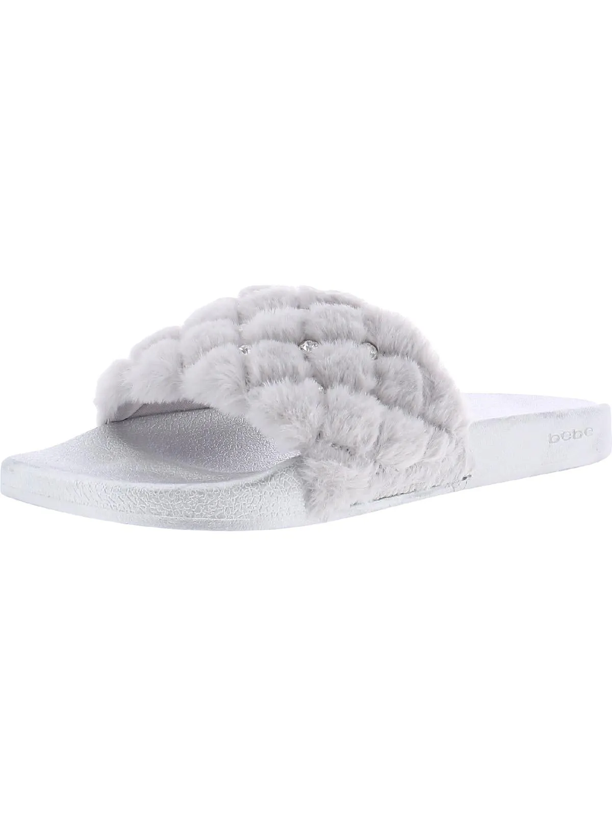 Faryn Womens Faux Fur Slides Slide Sandals