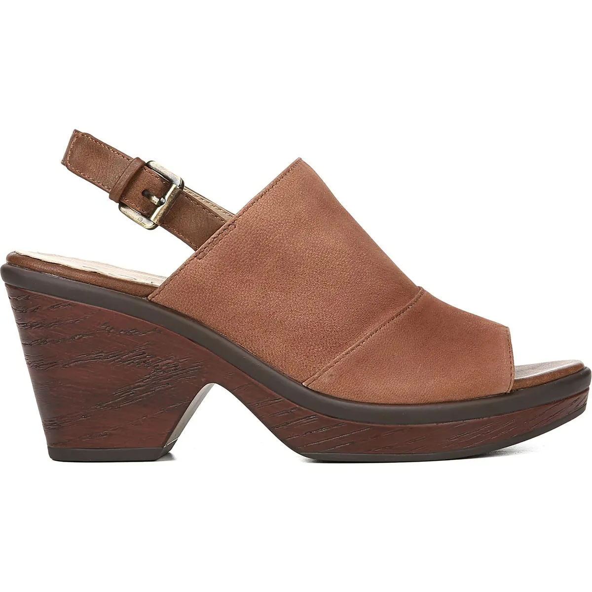 Faye Womens Leather Slingback Wedge Sandals