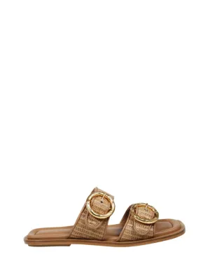 Flat Sandals With Gold Buckle Accents