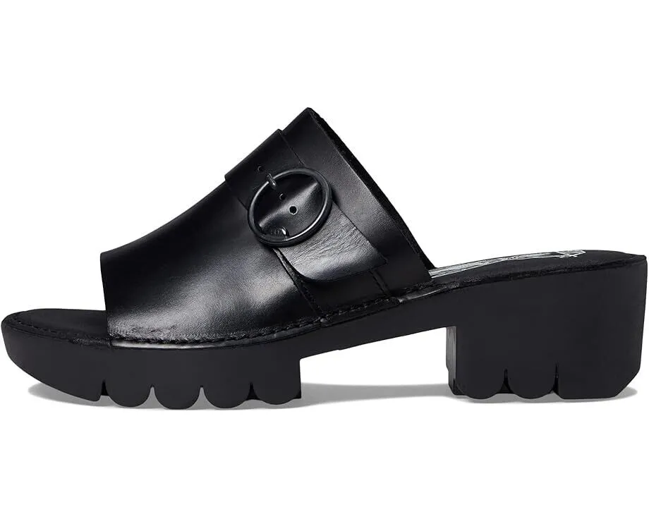 Fly London EPLE519FLY Sandals Women's US 8-8.5 Black Leather Block Heel KHD526