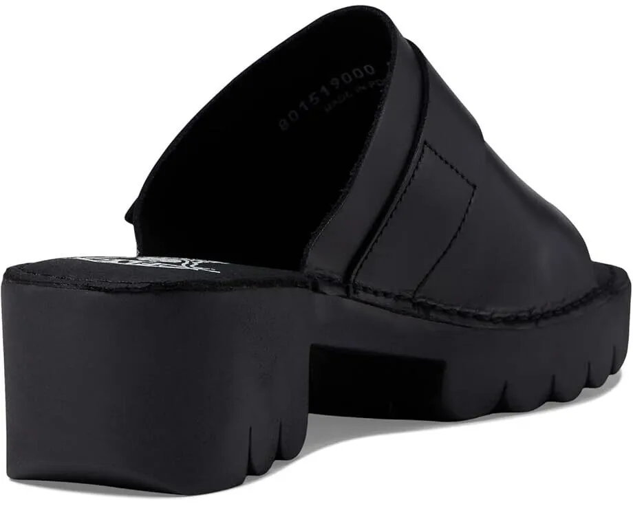 Fly London EPLE519FLY Sandals Women's US 8-8.5 Black Leather Block Heel KHD526