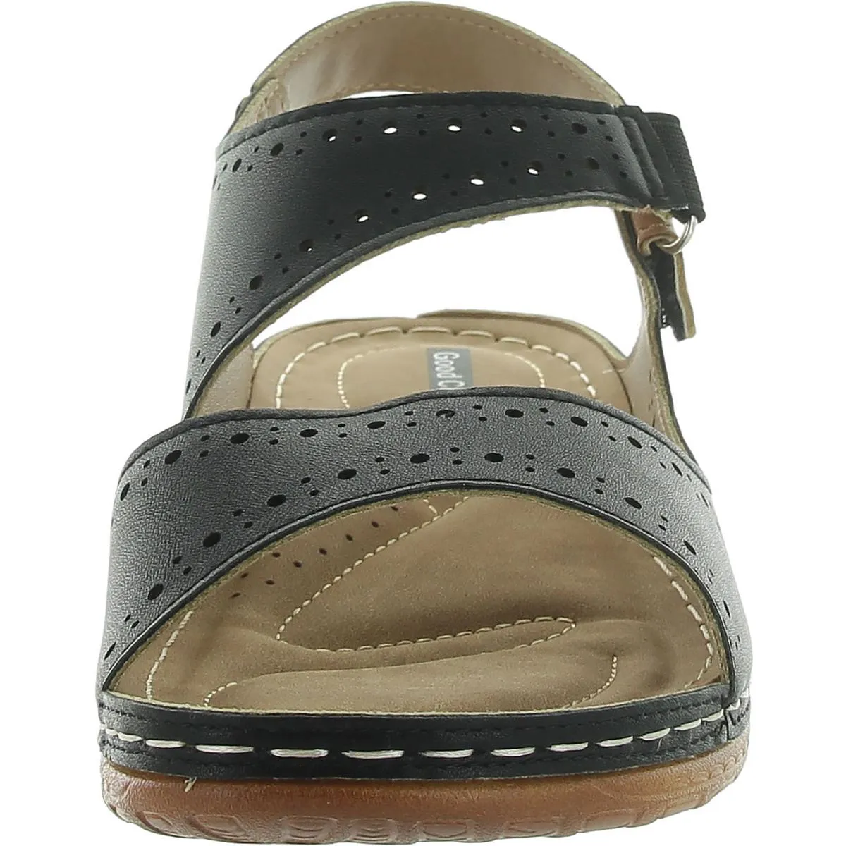 Foster Womens Faux Leather Perforated Ankle Strap