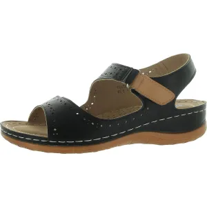 Foster Womens Faux Leather Perforated Ankle Strap