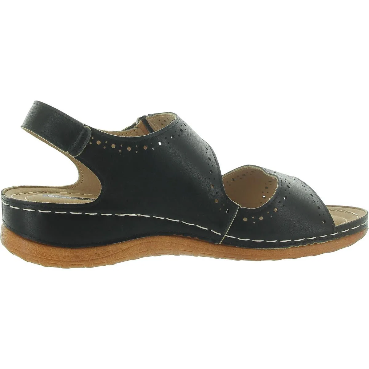 Foster Womens Faux Leather Perforated Ankle Strap