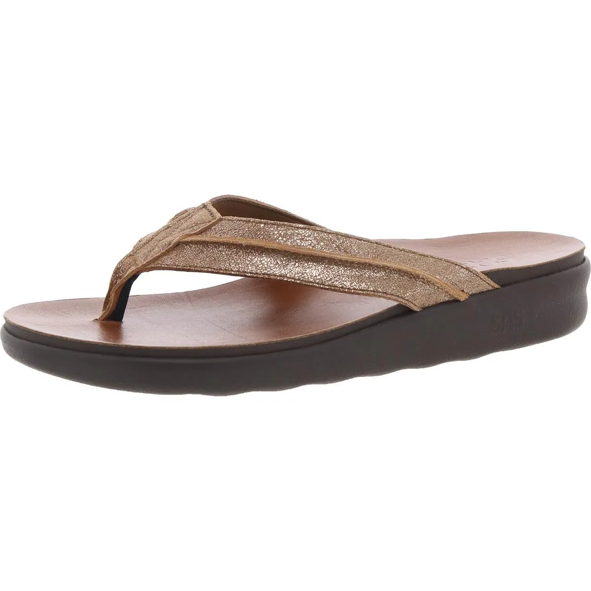 Freedom Womens Metallic Leather Flip-Flops