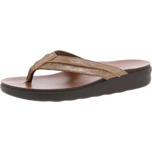Freedom Womens Metallic Leather Flip-Flops