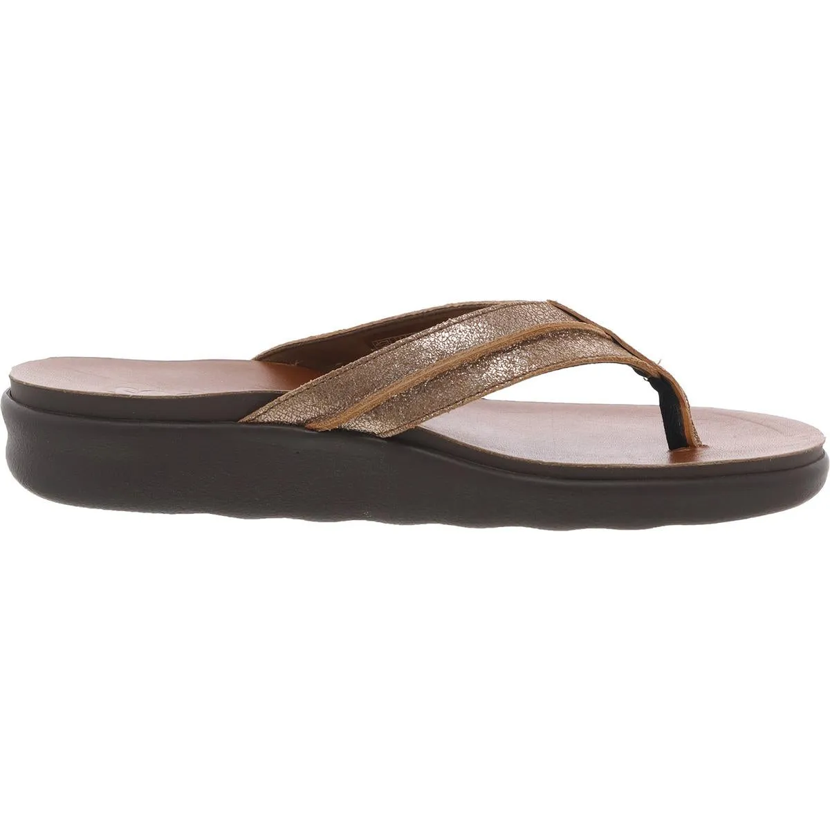 Freedom Womens Metallic Leather Flip-Flops