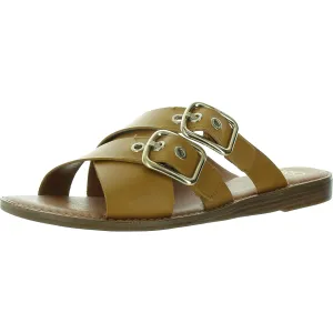 Gaia Womens Buckle Leather Slide Sandals