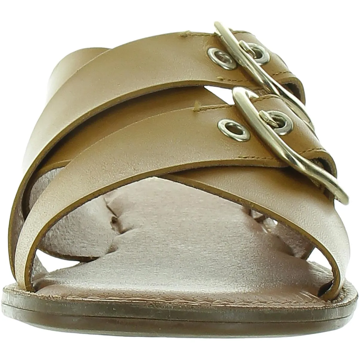 Gaia Womens Buckle Leather Slide Sandals