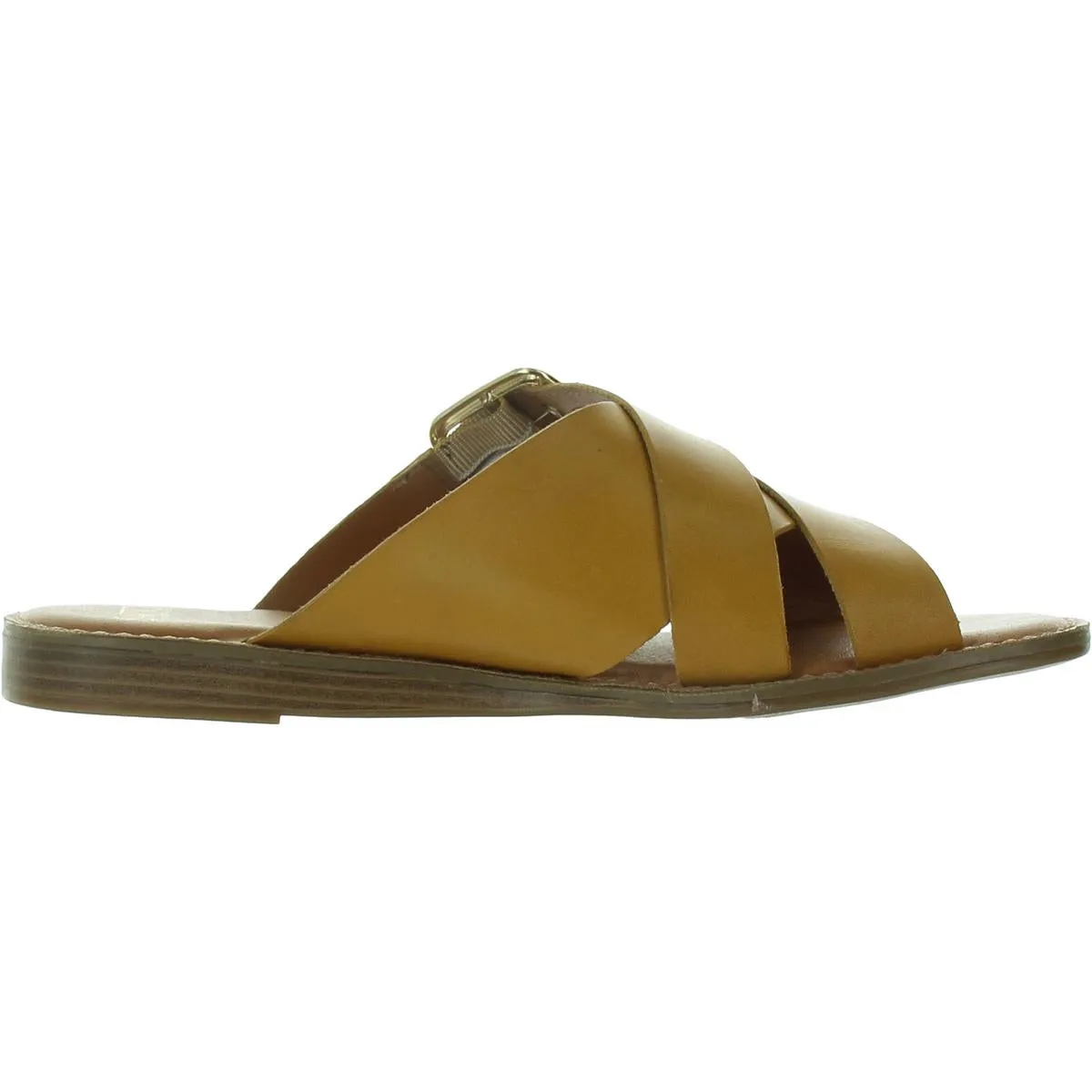 Gaia Womens Buckle Leather Slide Sandals