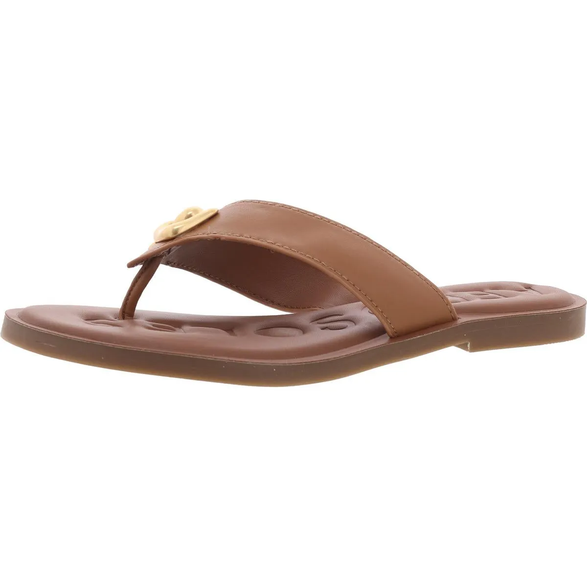 Galen Womens Faux Leather Slip-On Slide Sandals