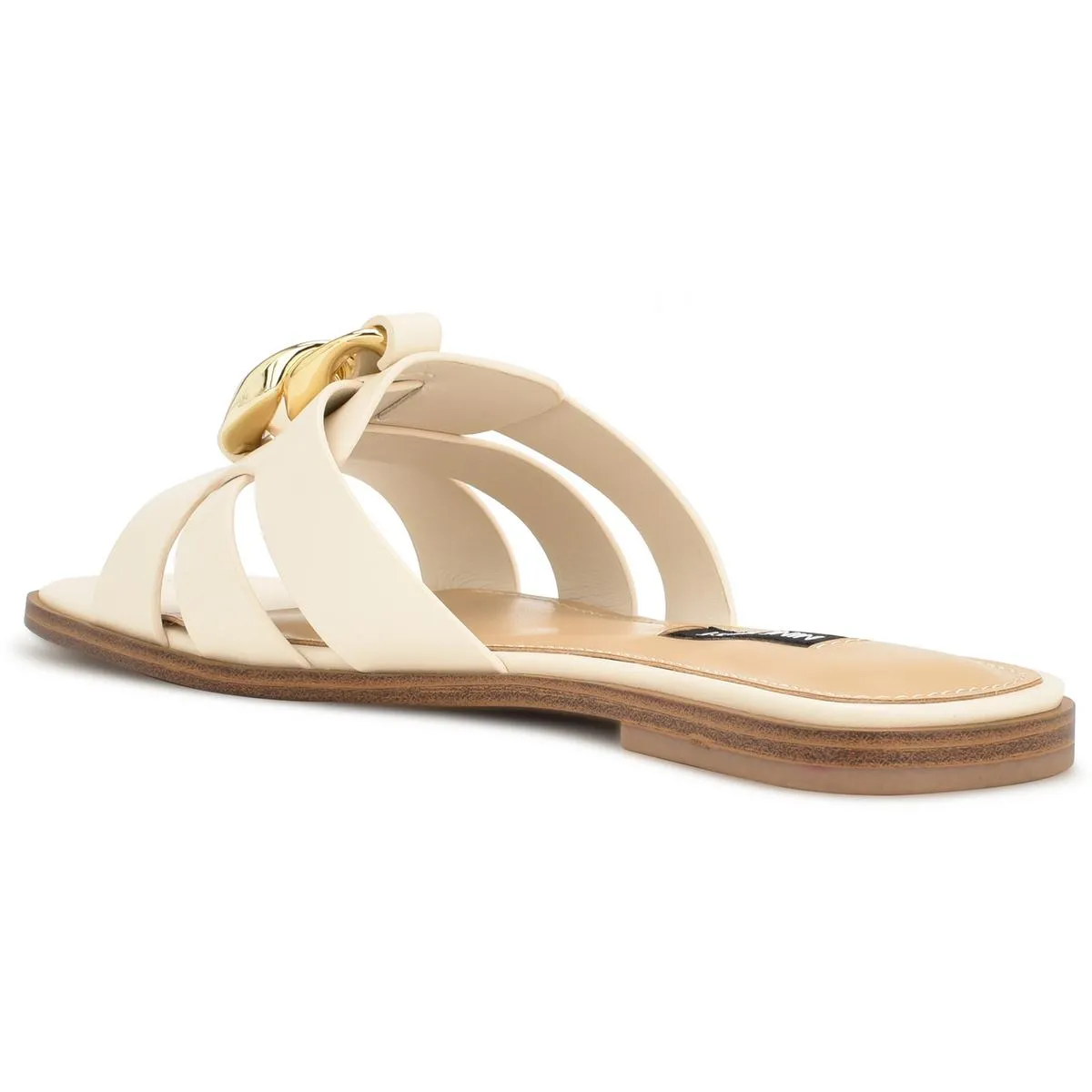 GANLEE3 Womens Leahter Leather Slide Sandals