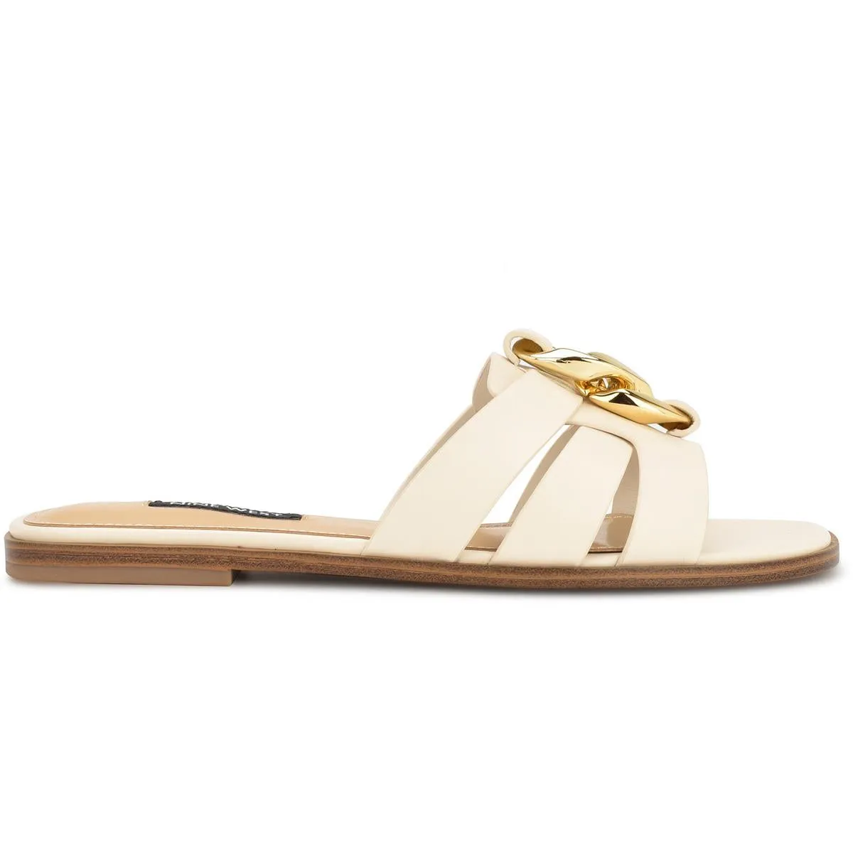 GANLEE3 Womens Leahter Leather Slide Sandals