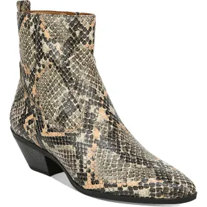 Garth Womens Faux-Leather Snake-Print Ankle Boots