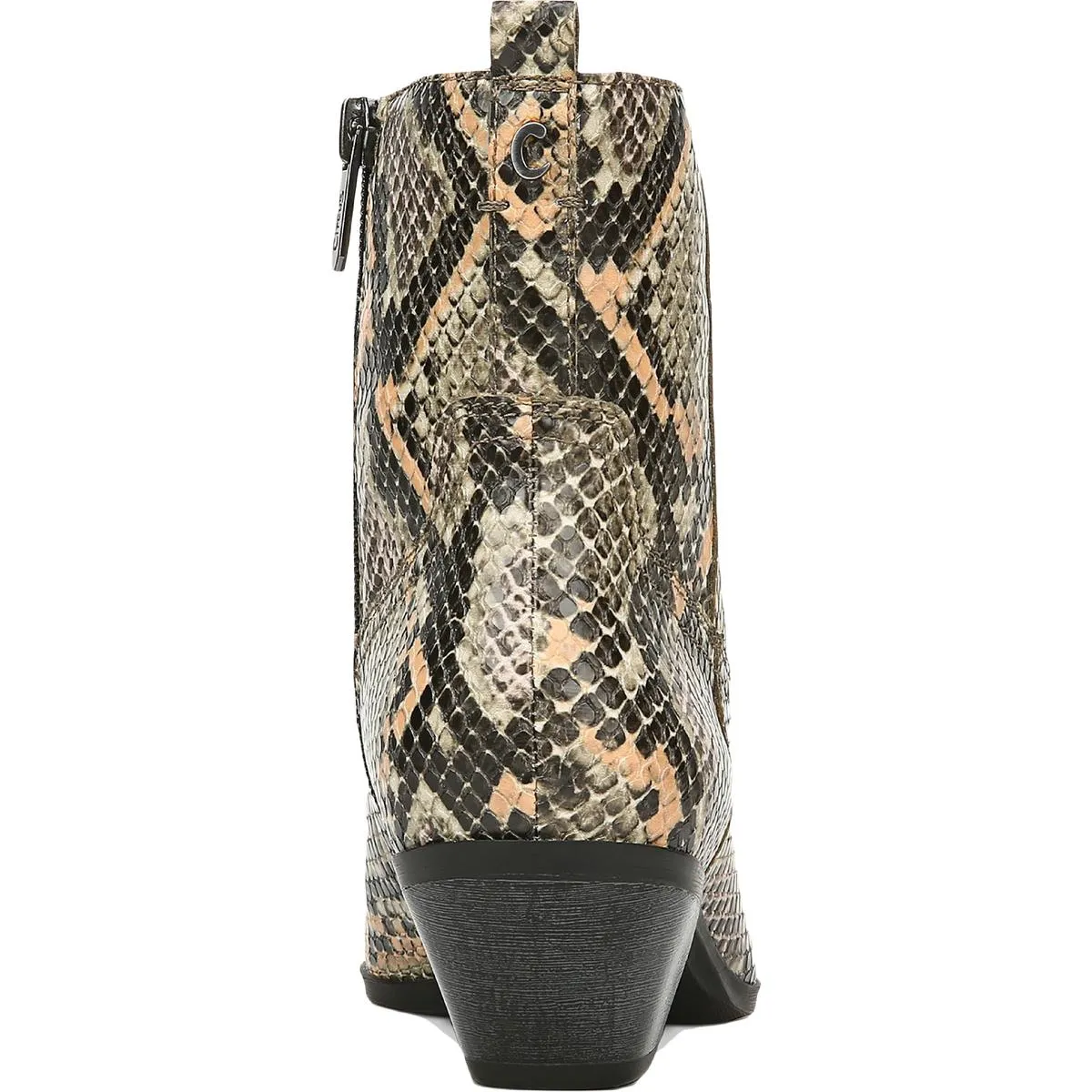 Garth Womens Faux-Leather Snake-Print Ankle Boots