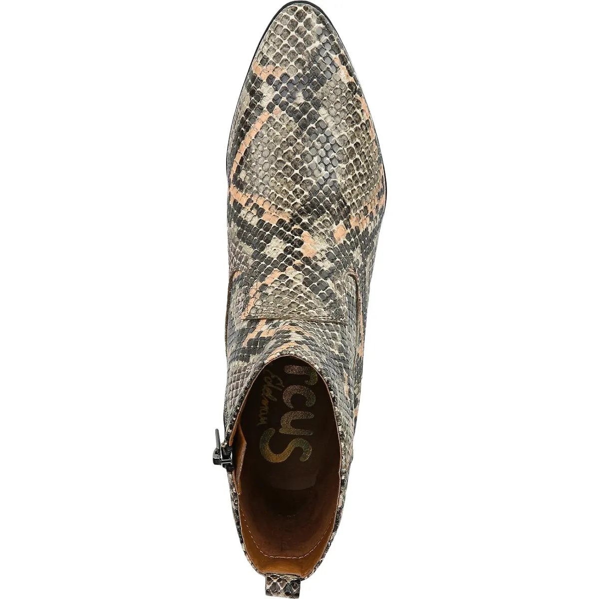 Garth Womens Faux-Leather Snake-Print Ankle Boots